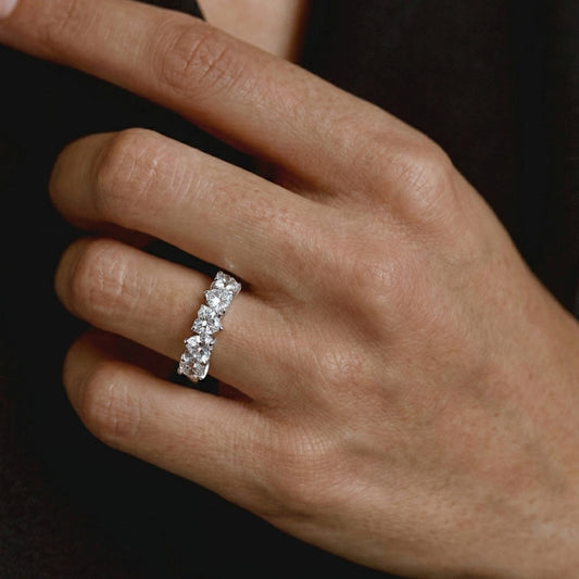 Heart Shaped Moissanite Half Eternity Ring