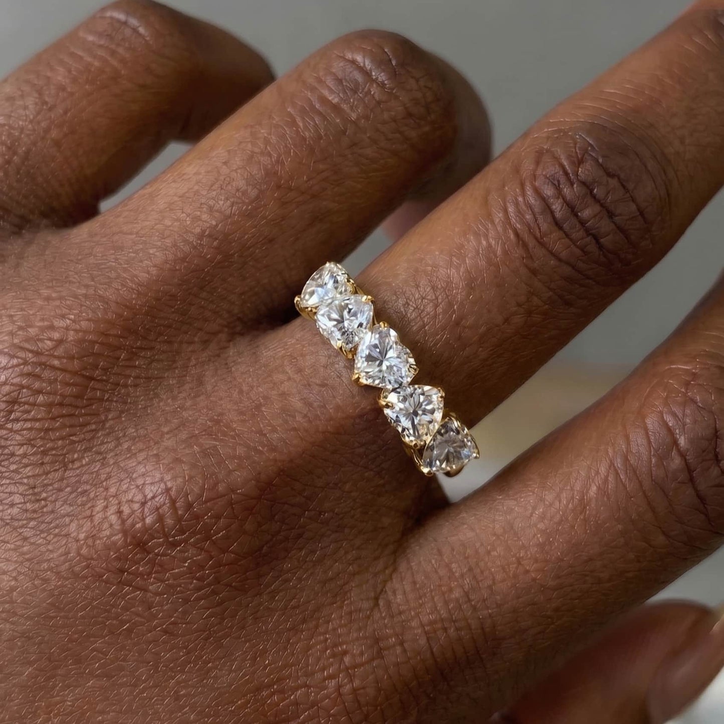 Heart Shaped Moissanite Half Eternity Ring