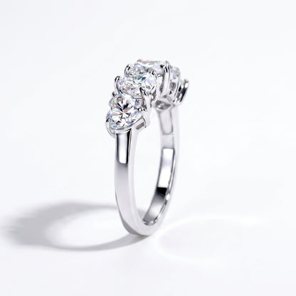 Heart Shaped Moissanite Half Eternity Ring