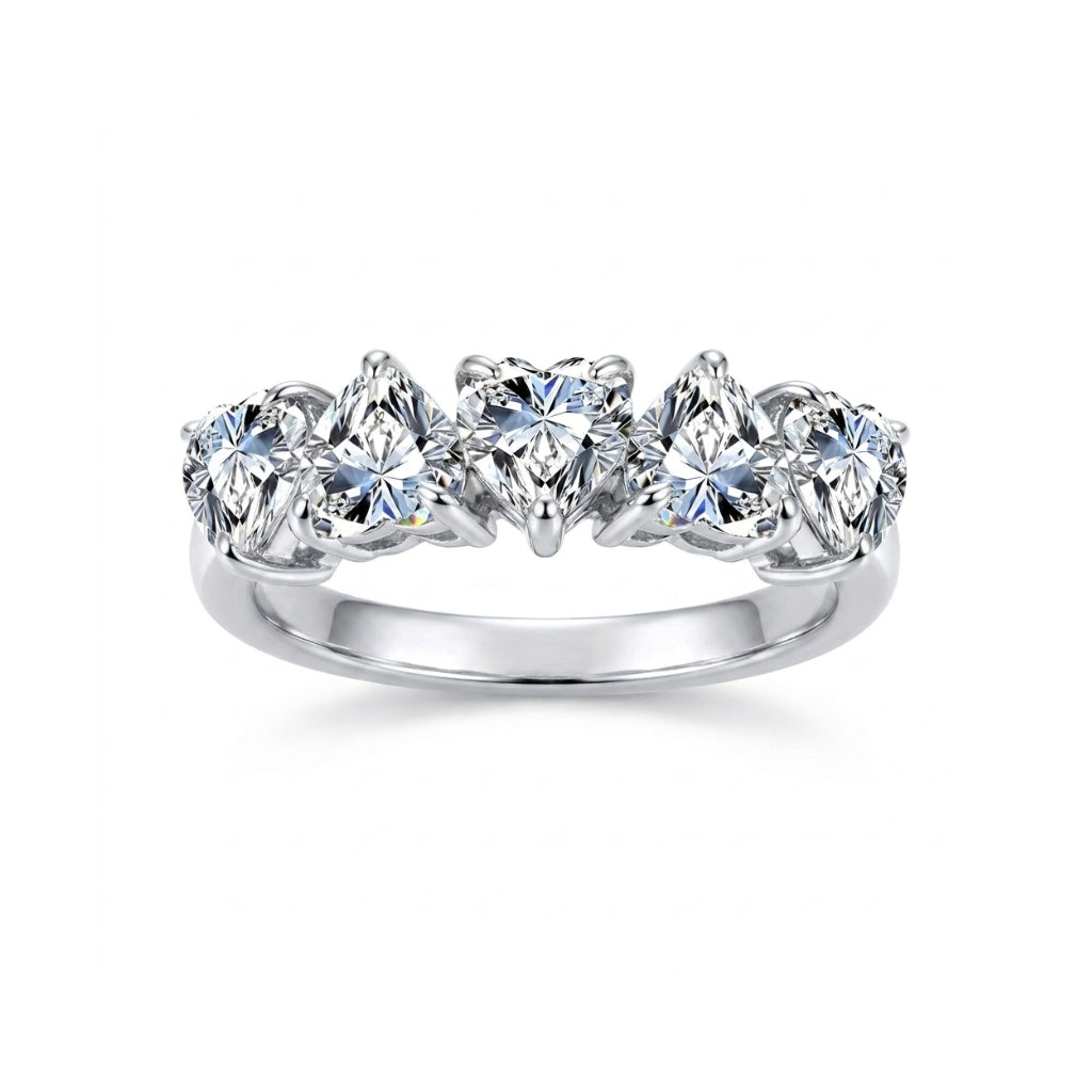 Heart Shaped Moissanite Half Eternity Ring