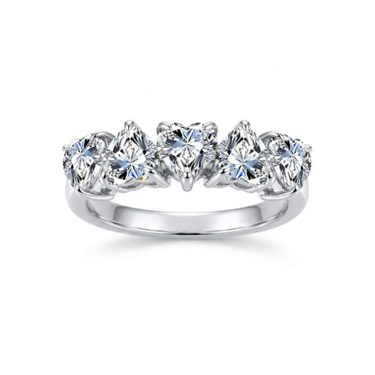 Heart Shaped Moissanite Half Eternity Ring