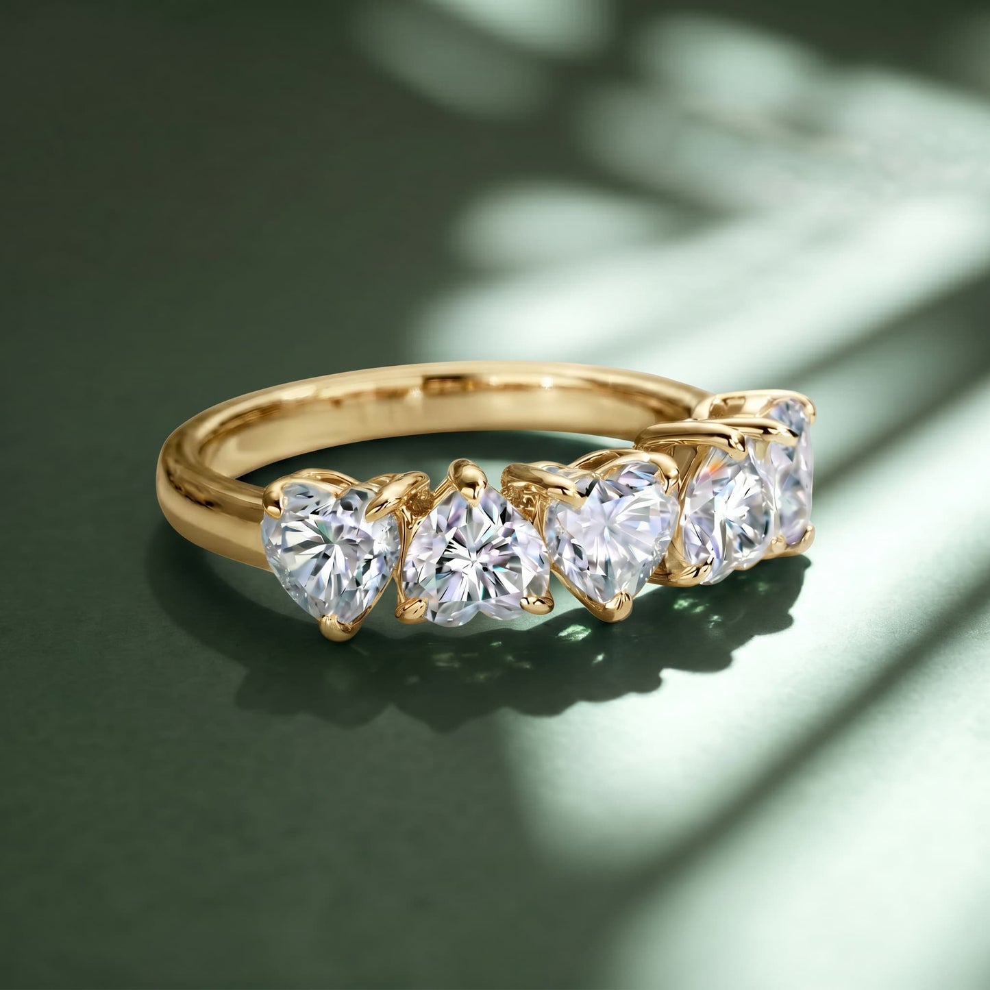 Heart Shaped Moissanite Half Eternity Ring