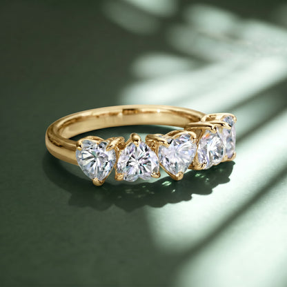 Heart Shaped Moissanite Half Eternity Ring