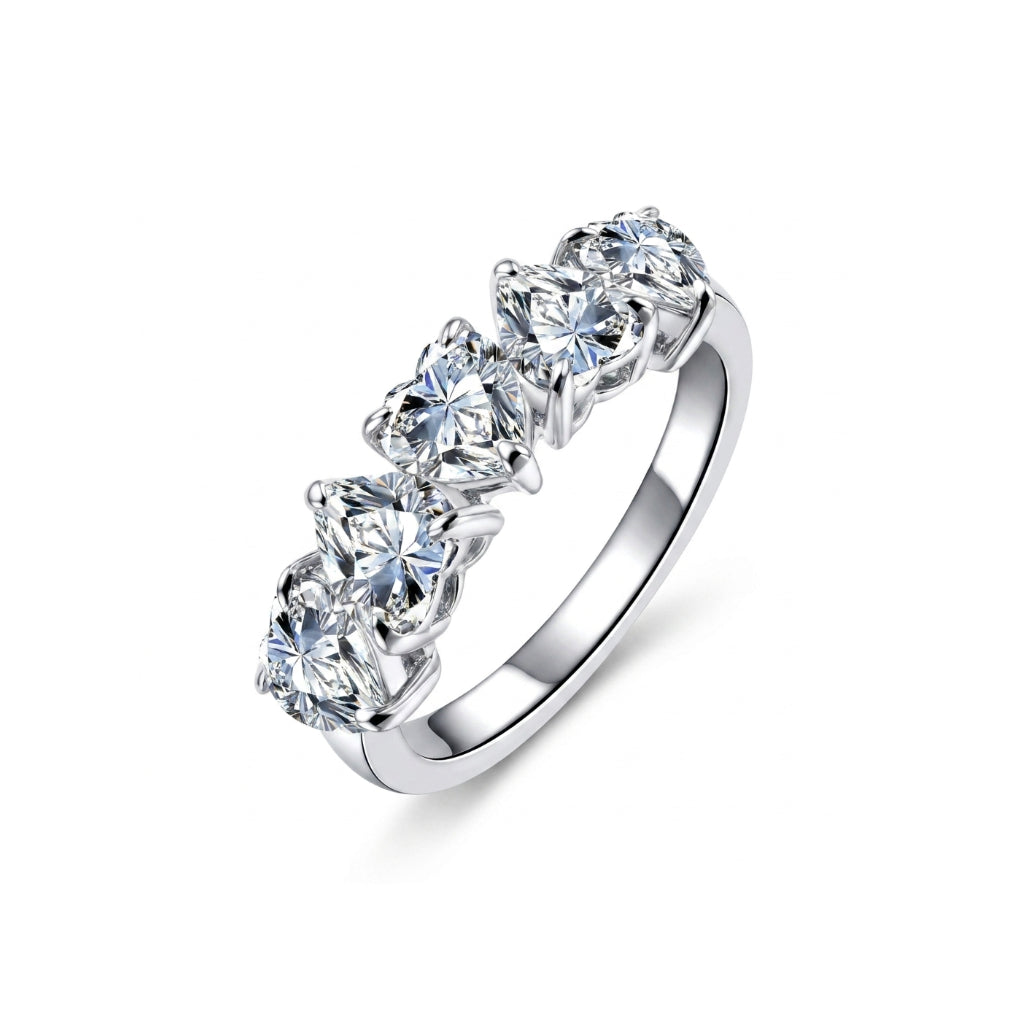 Heart Shaped Moissanite Half Eternity Ring