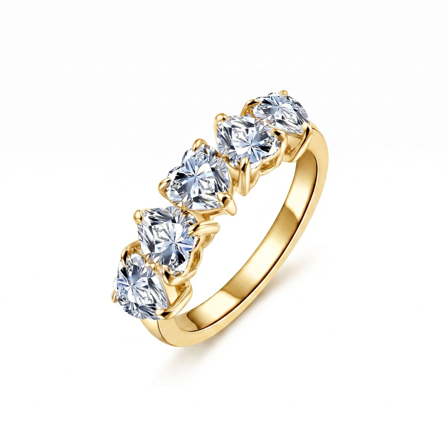 Heart Shaped Moissanite Half Eternity Ring