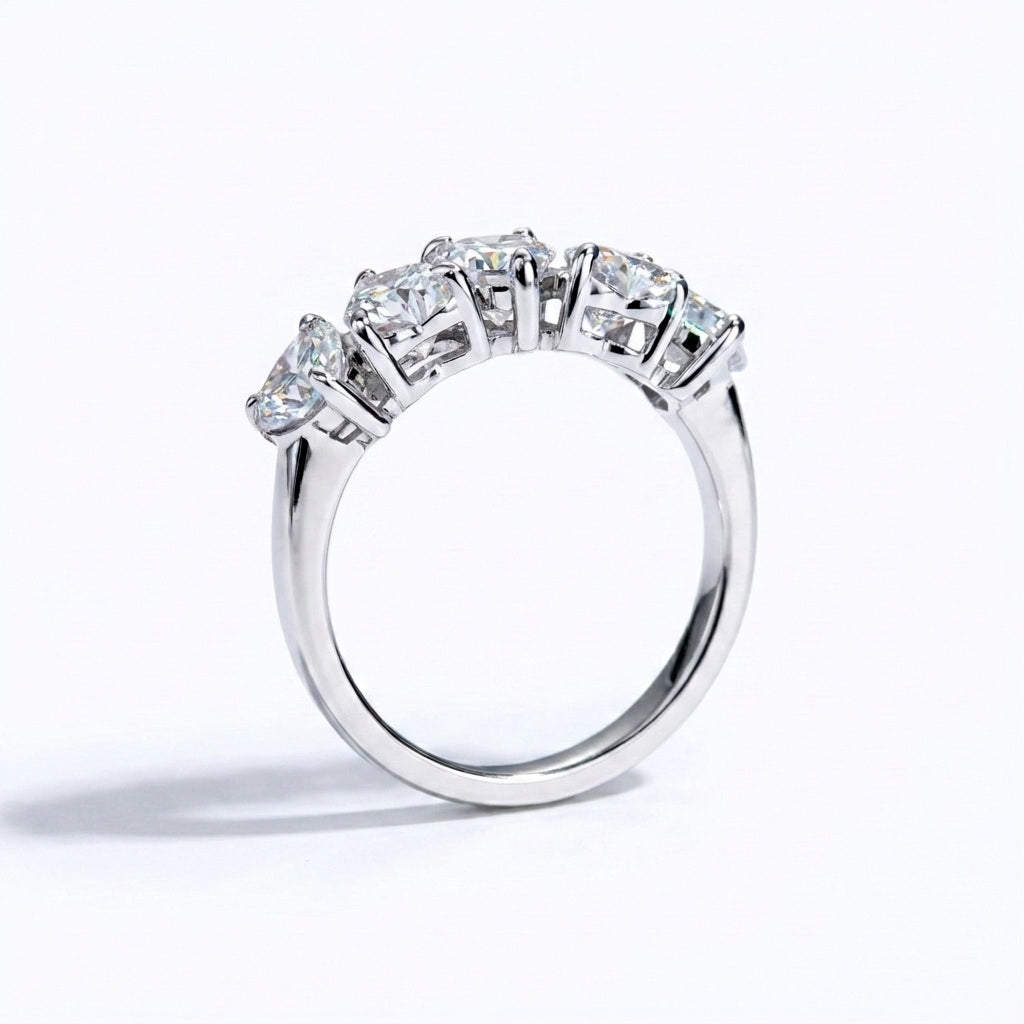 Heart Shaped Moissanite Half Eternity Ring