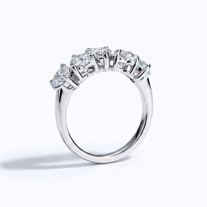 Heart Shaped Moissanite Half Eternity Ring