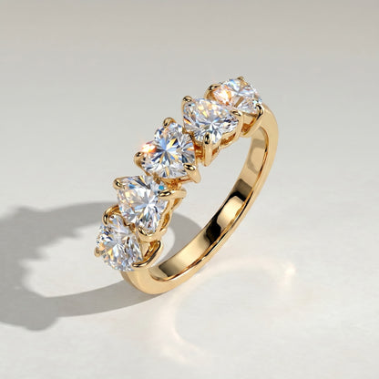 Heart Shaped Moissanite Half Eternity Ring