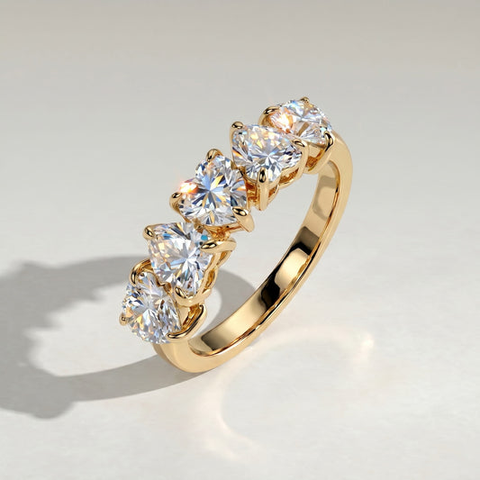 Heart Shaped Moissanite Half Eternity Ring